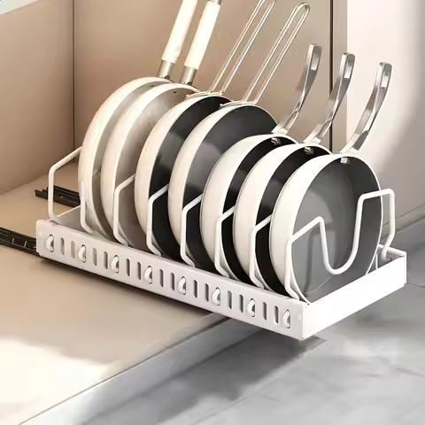 Pull Out Pots Pans Organizer for Under Cabinet Pull Out Cabinet Organizer Storage Pot Lid Organizer 
