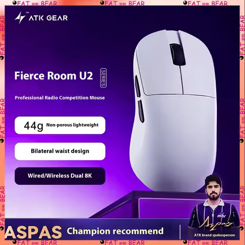 Atk U2 Mouse Tri Mode 8k Lightweight Bluetooth Mouse Competitive Firmware Max E-Sports Gaming Mouse 