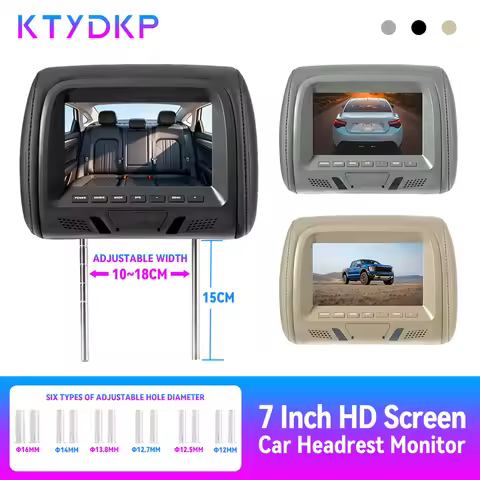 KTYDKP Car Headrest Monitor Rear Seat no Touch Screen Pillow 7 inch TFT LCD Display Remote Control A