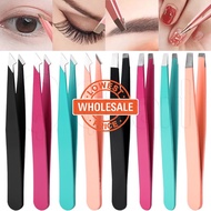 [Wholesale] stainless steel Hair removal tweezers / Colored spray paint oblique flat eyebrow clip / 
