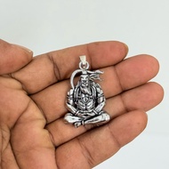 MEDITATING HANUMAN PENDANT WITH CHAIN SILVER PLATED