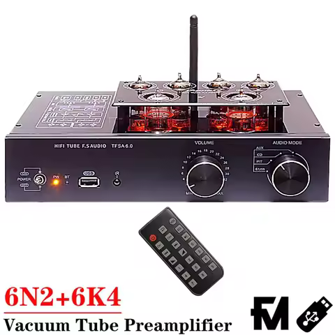 6922 Line Tube Preamplifier Bluetooth 5.2 6N2*3 6K4*3 Tube HIFI Preamplifier Vinyl Turntable Amplifi