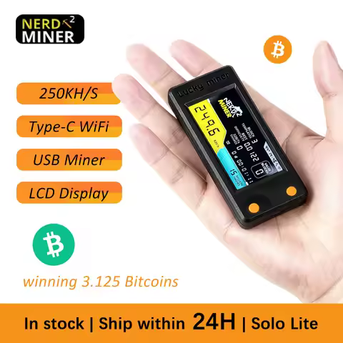 NerdMiner V2 T-Display S3 Style LV02 Bitcoin Solo Miner 250KH/s | Ultra Low Power 1.2W Mini BTC Mine