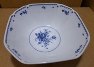 早期大同窯青花瓷藍玫瑰八角瓷碗 湯碗 碗公-22.5*21*8公分