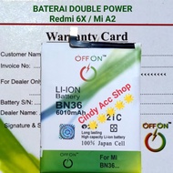 Baterai Double IC Redmi 6X Mi A2 BN36 Batre Double IC Battery