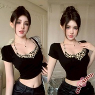 OFF SHOP New 2025 Short-Sleeved Crop Top With Tiger Print Straps' FY520