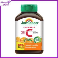 Jamieson - Jamieson 維他命C 咀嚼片 (500 毫克) 香橙味 100 + 20 粒(包裝隨機提供) [平行進口] 此日期前最佳:2028年02月29日