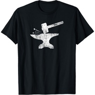 Men's cotton T-shirt Blacksmith Anvil Striking Distressed Vintage T-Shirt High quality cotton short 