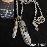 GOROS Necklace 925 Silver New Style Double Pendant Feather Necklace 0360