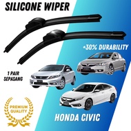 【 PREMIUM 】HONDA CIVIC SILICONE SOFT BONELESS WIPER BLADE Pengelap Cermin Depan Kereta Senyap civic 