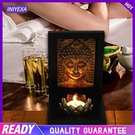 [Iniyexa] Buddha Statue Candlestick Table Centerpiece Home Candelabrum Candles Stand Resin