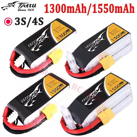 ACE Tattu Lipo Battery 1300mAh 1550mAh 75C 3S 4S RC Battery with XT60 Plug for RC FPV Racing Drone Q