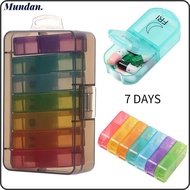 MUNDAN Medicine Storage Box Rainbow Color Portable 7 Days AM PM Medicine Dispenser