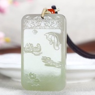 秒殺價 然新疆和田玉籽料關公圓牌吊墜 玉質細膩油潤