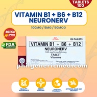 NEURONERV VITAMIN B1 + B6 + B12 B-COMPLEX (100 Tablet & 20 Tablet)
