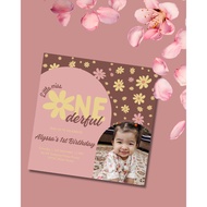 ONE Birthday invitation template Editable birthday party invite First birthday girl Daisy