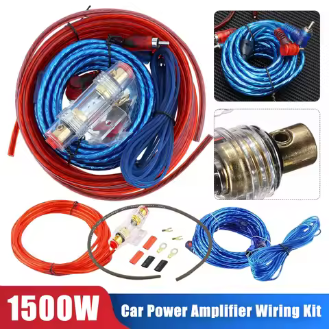 1500W Car Subwoofer Cable 8GA RCA Power Cable 60 AMP Fuse Holder Car Audio Line 18GA for Car Modific