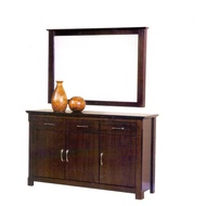 RUBBER WOOD VENEER CONSOLE TABLE WITH MIRROR