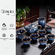 A Full Set of Ceramic Kung Fu Tea Set Office Household Retro Ceramic Teapot Teacups Chinese Tea Set 