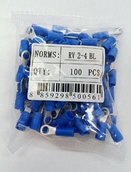 RV lnsulated Ring Terminals หางปลากลมหุ้ม RV 2-3 RV 2-4 RV 2-5 RV 2-6 RV 2-8 RV2-10 ถุงละ100 ตั
