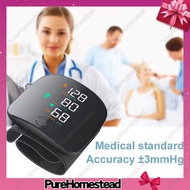 PureHomestead Rechargeable Wrist Style Digital Blood Pressure Monitor With Voice Prompt Big LCD