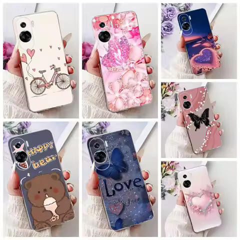 For Honor 90Lite CRT-NX1 Cover For Honor 90 Lite Case Aesthetic Fashion Butterfly Flowers Cute Carto