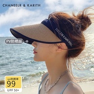 KY/🏅CHANEELR &amp; KARITHSun Hat Sun Protection Sun Hat Female Fashion Topless Hat Summer UV Protection Beach Hat Outdoor Cy