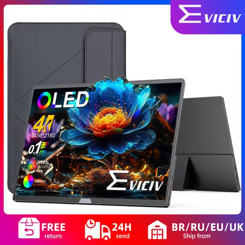 EVICIV 15.6" OLED Portable Monitor 4K 3456x2160 Laptop Display 500Nits 110% DCI-P3 Ultra-Slim Design