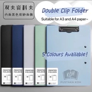 [KOH] A3 & A4  Frosted Folder Foldable / Double Clip Folder / Dua Klip File / Waterproof Clipboard F