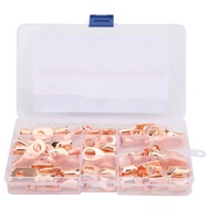 treee 50Pcs Wire Lugs Copper Battery Cable Ends Bare Eyelets Tubular Ring Terminal Connectors Assort