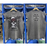 GUOGUO West Coast Choppers 26SS Retro 90s West Coast Motorcyclist Skull Pattern Sleeve Vest