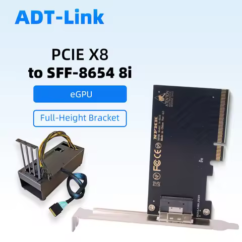 PCIE X8 X16 To SFF-8654 8i X8 External Graphics Card eGPU Adapter Card X8 X16 Graphics Dock for Pci-