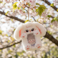 Cute 3 Inch Plush Photocard Holder Campus Card Protective Case Big Ears Rabbit Keychain School Suppl