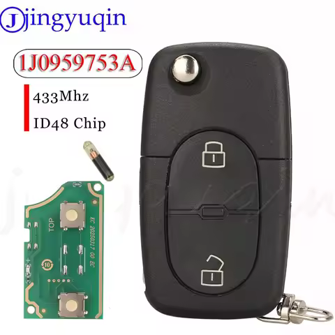 Jingyuqin 2 Buttons Remote Car Key Fob 433Mhz ID48 1J0959753A For VW Volkswagen Golf 4 Passat MK4 Se