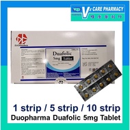 [Exp: 05/2026] Duopharma Duafolic 5mg ( PREVIOUSLY KNOW AS UPHA FOLIC) Folic Acid 5mg (1strip / 5str