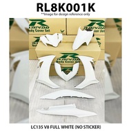 Cover Set LC135 V8 No Sticker Rapido Black White Coverset Kosong Plain Colour Hitam Putih Motor Acce
