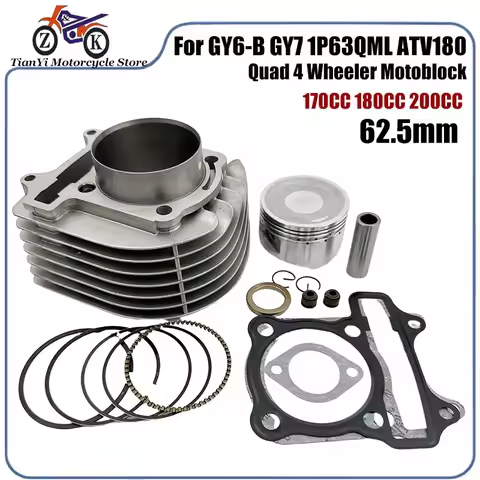 62.5mm GY6-B 170CC Motorcycle Cylinder Piston Pin Ring Set For 1P63QML ATV180 Quad 4-Stroke 180CC 20