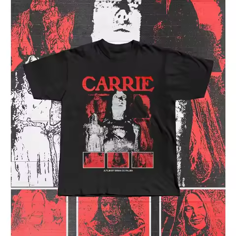 Carrie 1976 Movie T-Shirt Vintage Stephen King Horror Tee Summer Men's and Women's Loose and Breatha