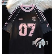 【Free Custom Name & Number】Oversized American Style Shoulder Patch Short Sleeved T-shirt Women Summe
