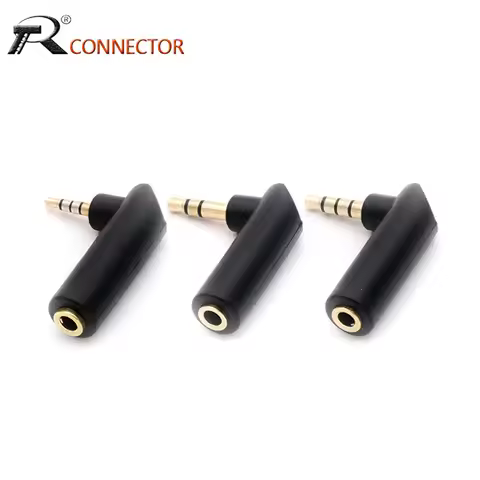 1pc Gold-plated Connector 2.5/3.5 jack Right Angle Female to 3.5mm 2/3Pole Male Audio Stereo Plug L 