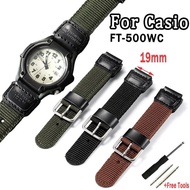 19mm Nylon Leather Watch Band for C-asio FT-500WC Women Men Canvas Sports Bracelet Wristband Outdoor