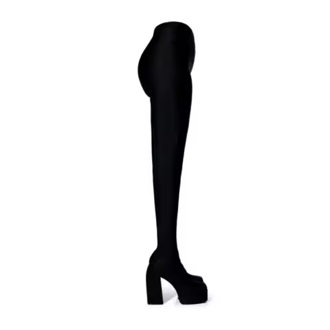 2024 New Pants Jumpsuit Boots Elastic Cloth Boots Racing Party Super Cool Square Head Waterproof Pla