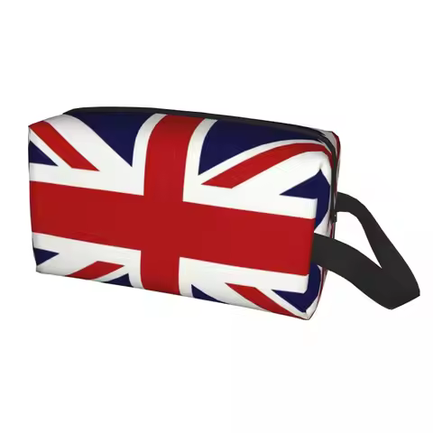 Custom Union Jack Flag Of The UK Toiletry Bag for Women Makeup Cosmetic Organizer Lady Beauty Storag