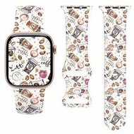 Coffee Time Printed Silicone Watch Band Compatible With Apple Watch 40mm/41mm/42mm/44mm/45mm/46mm/49