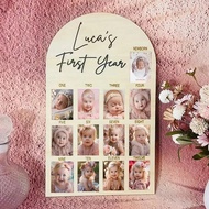 【Must-Have Gadgets】 Personalize Name One Year Baby Photo Board Prop Custom Color First Birthday Mile