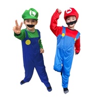 Super Mario Costumes Children Bros Halloween Party MARIO &amp; LUIGI Cosplay Jumpsuits Kids Super Mary