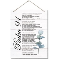 Wood/Acrylic Hanging Sign - "Psalms 91 Bible Wall Hanging Decor" - Rustic Wood Hanging Sign for Home