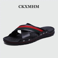 CKXMHM 38-48 Big Size Men's cow Leather Sandals Korea Style Casual Slippers 47 48