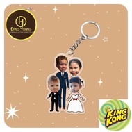 Cute custom printed mica family keychain accessories for 4 people for relatives, family, friends