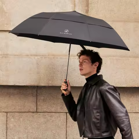 124cm Large Golf Umbrella Windproof Strong, Big 2 Folding Automatic Umbrella Man Woman, Double Layer